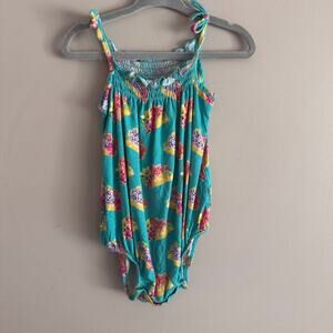 Posh Peanut Bamboo Floral Taco Bodysuit Teal Blue 12-18 Months Baby Girl